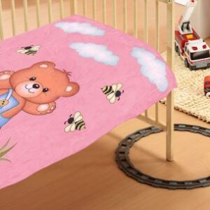 ΚΟΥΒΕΡΤΑ bebe Teddy Bear 02 110Χ140 Pink Βελουτέ polyester