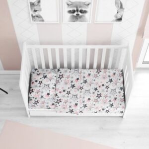 ΠΑΠΛΩΜΑΤΟΘΗΚΗ ΕΜΠΡΙΜΕ bebe Star 122 120X160 Grey-Pink Cotton 100%-1915717607312289