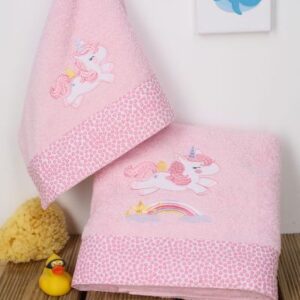 ΠΕΤΣΕΤΑ ΣΕΤ 2 τεμ bebe UNICORN 41 30X50,70X140 ΡΟΖ Cotton 100%-1212115806404126