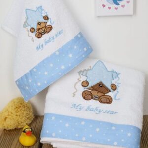 ΠΕΤΣΕΤΑ ΣΕΤ 2 τεμ bebe ΑΣΤΕΡΙ 127 30X50,70X140 ΛΕΥΚΟ/ΣΙΕΛ Cotton 100%-1212115803012720