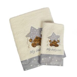 ΠΕΤΣΕΤΑ ΣΕΤ 2 τεμ bebe ΑΣΤΕΡΙ 129 30X50,70X140 ΕΚΡΟΥ/ΓΚΡΙ Cotton 100%-1212115803012906