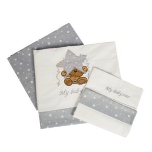 ΣΕΝΤΟΝΙΑ ΣΕΤ 3 τεμ bebe ΑΣΤΕΡΙ 124 120Χ170 ΛΕΥΚΟ/ΓΚΡΙ Cotton 100%-1212614603012418