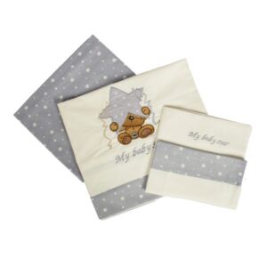 ΣΕΝΤΟΝΙΑ ΣΕΤ 3 τεμ bebe ΑΣΤΕΡΙ 129 120Χ170 ΕΚΡΟΥ/ΓΚΡΙ Cotton 100%-1212614603012906