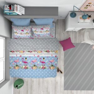 ΠΑΠΛΩΜΑΤΟΘΗΚΗ ΕΜΠΡΙΜΕ  Flamingo 293 220Χ240 Blue-Grey Flannel cotton 100%-1935755525129354