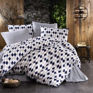 ΣΕΝΤΟΝΙΑ ΕΜΠΡΙΜΕ ΣΕΤ 4 τεμ  Diamond 325 220Χ240 Blue-Black Flannel cotton 100%-1935355541532567