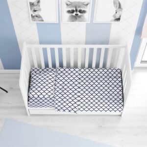 ΠΑΠΛΩΜΑΤΟΘΗΚΗ ΕΜΠΡΙΜΕ bebe Windows 176 120Χ160 White-Dark blue Cotton 100%-1915717610017600