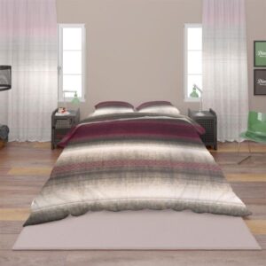 ΣΕΝΤΟΝΙΑ ΕΜΠΡΙΜΕ ΣΕΤ 3 τεμ Hor.Stripes 03 220Χ240 Μπορντό-Γκρί Flannel Cotton 100%-1934655588900300