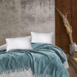 ΚΟΥΒΕΡΤΑ ΠΙΚΕ Jacquard 220X240 Petrol Cotton 100%-1230415588400091