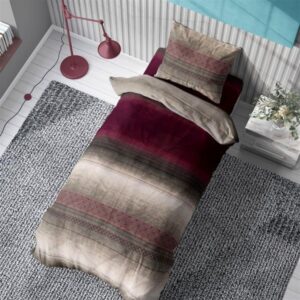 ΣΕΝΤΟΝΙΑ ΕΜΠΡΙΜΕ ΣΕΤ 3 τεμ Hor.Stripes 03 160Χ240 Μπορντό-Γκρί Flannel Cotton 100%-1934655288900300