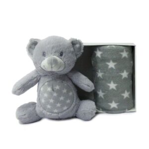 ΛΟΥΤΡΙΝΟ ΖΩΑΚΙ ΜΕ CORAL FLEECE 70X100 bebe ΑΡΚΟΥΔΟΣ 02 Ύψος 20 cm ΓΚΡΙ Polyester-1515428002200204