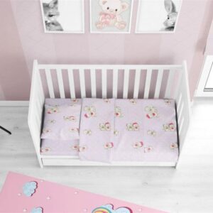 ΚΑΤΩΣΕΝΤΟΝΟ ΜΕ ΛΑΣΤΙΧΟ bebe Two Lovely Bears 65 0,70X1,40X0,15 Lila Cotton 100%-1916118406906574