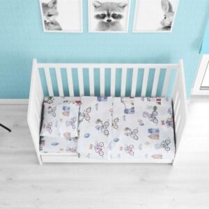 ΣΕΝΤΟΝΙΑ ΕΜΠΡΙΜΕ ΣΕΤ 3 τεμ bebe Bicycle 415 120Χ160 White-Blue Cotton 100%-31112221001