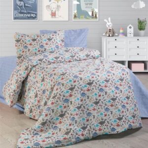 ΠΑΠΛΩΜΑ ΕΜΠΡΙΜΕ kids Dino 309 160X240 White-Blue Cott/Pol 70/30-32311123002