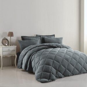 ΚΟΥΒΕΡΤΟΠΑΠΛΩΜΑ Γούνα-Sherpa 750 gsm 1860 Grey B04 220X240 Polyester-33421024002