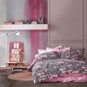 ΠΑΠΛΩΜΑ ΕΜΠΡΙΜΕ Αγάπη 299 220X240 Grey-Lila 70/30 Cott/Pol-33311124025