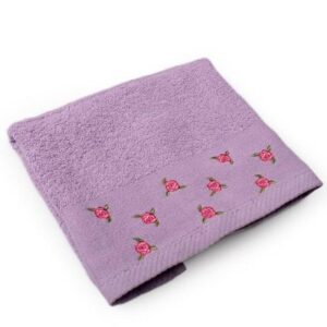 ΠΕΤΣΕΤΑ Με Κέντημα Ανθάκι 450 gsm 70X140 Μωβ 100% Cotton-33140912001