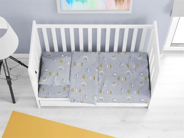 ΚΑΤΩΣΕΝΤΟΝΟ ΜΕ ΛΑΣΤΙΧΟ bebe Sweet Dreams 552 0,70X1,40X0,15 Grey 100% Cotton-31112019034
