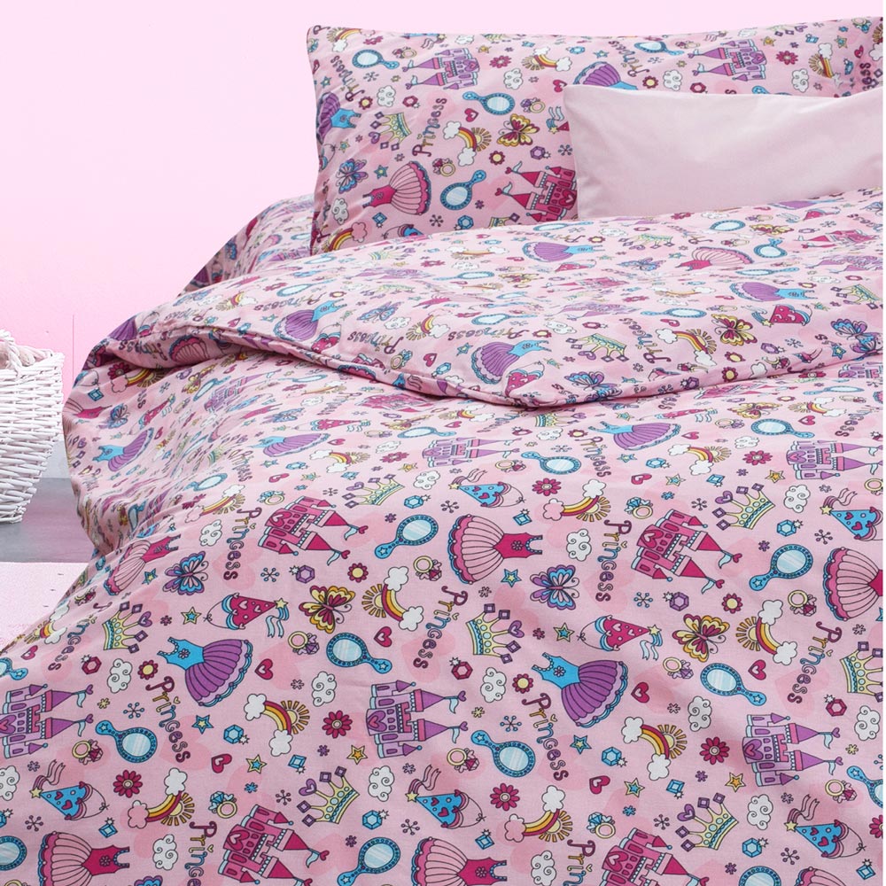 Κουβερλί Σετ Πριγκίπισσα Π-23 Μονό Ροζ ΜΟΝΟ 160 x 220 cm + 50 x 70 cm
