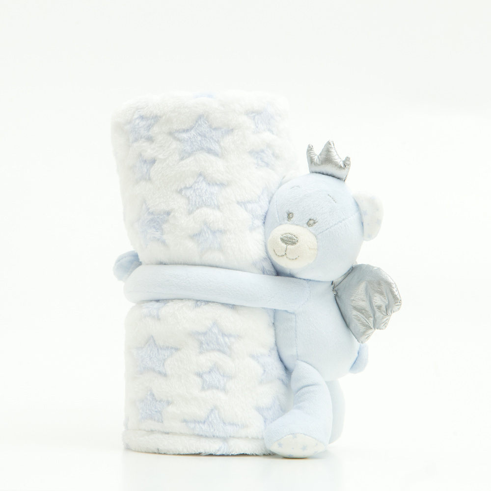Κουβέρτα Αγκαλιάς Σετ Κουκλάκι Angel Bear Γαλάζιο Γαλάζιο BEBE 75 x 100 cm