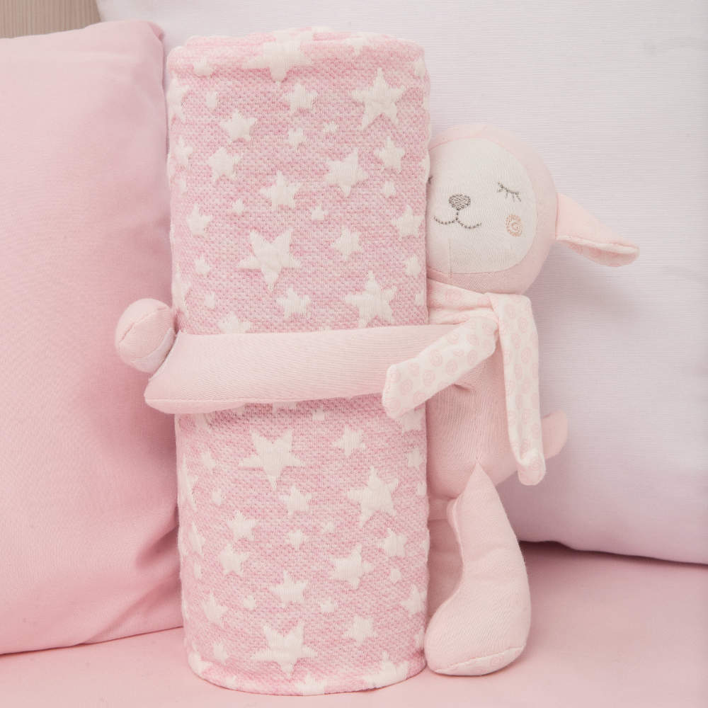 Κουβέρτα Αγκαλιάς Σετ Κουκλάκι Βραδύπους Ροζ Ροζ BEBE 75 x 100 cm