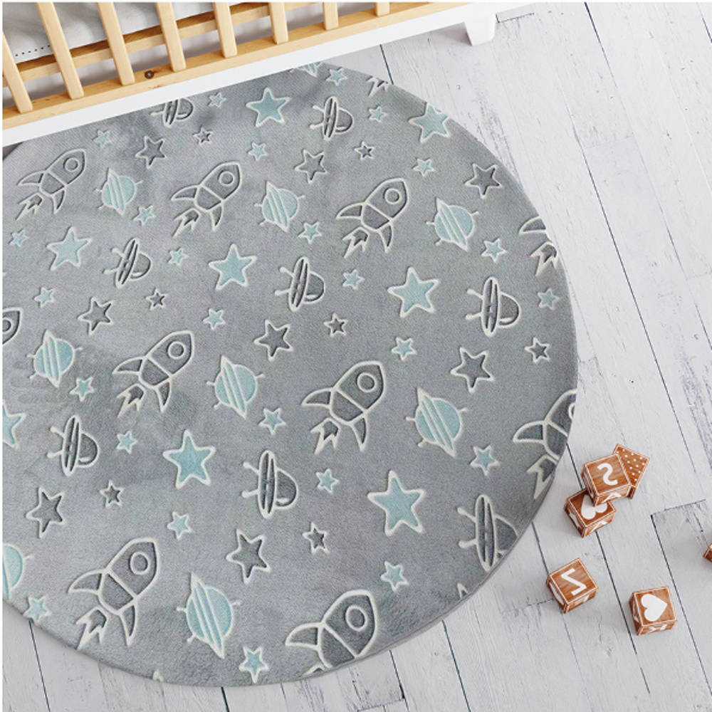 Παιδικό Χαλί Space Στρογγυλό Γκρι ΣΤΡΟΓΓΥΛΟ 120 cm