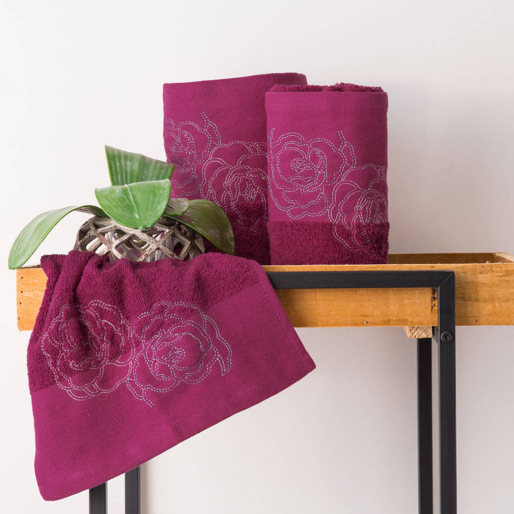 Πετσέτες Σετ 3ΤΜΧ 53108 Μπορντώ Σ3ΤΜΧ 70 x 140 / 50 x 90 / 30 x 50 cm