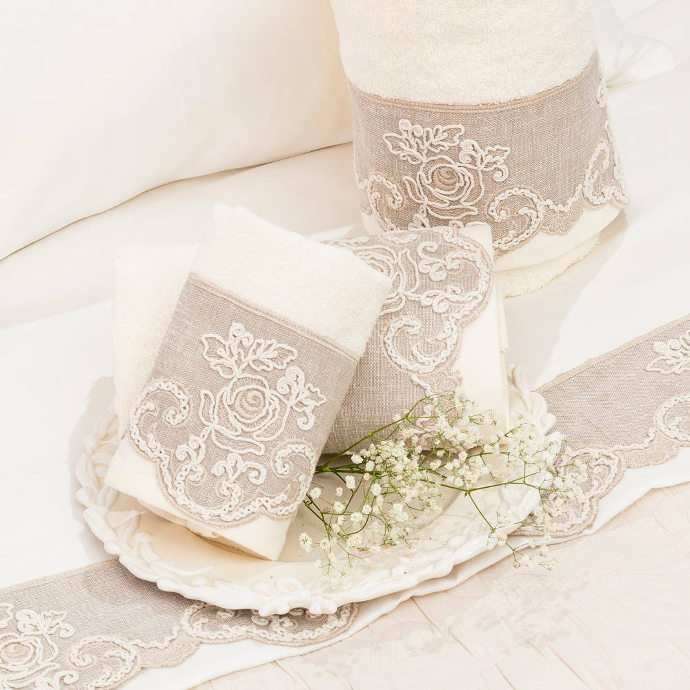 Πετσέτες Σετ 3ΤΜΧ Διώνη Εκρού Σ3ΤΜΧ 70 x 140 / 50 x 90 / 30 x 50 cm