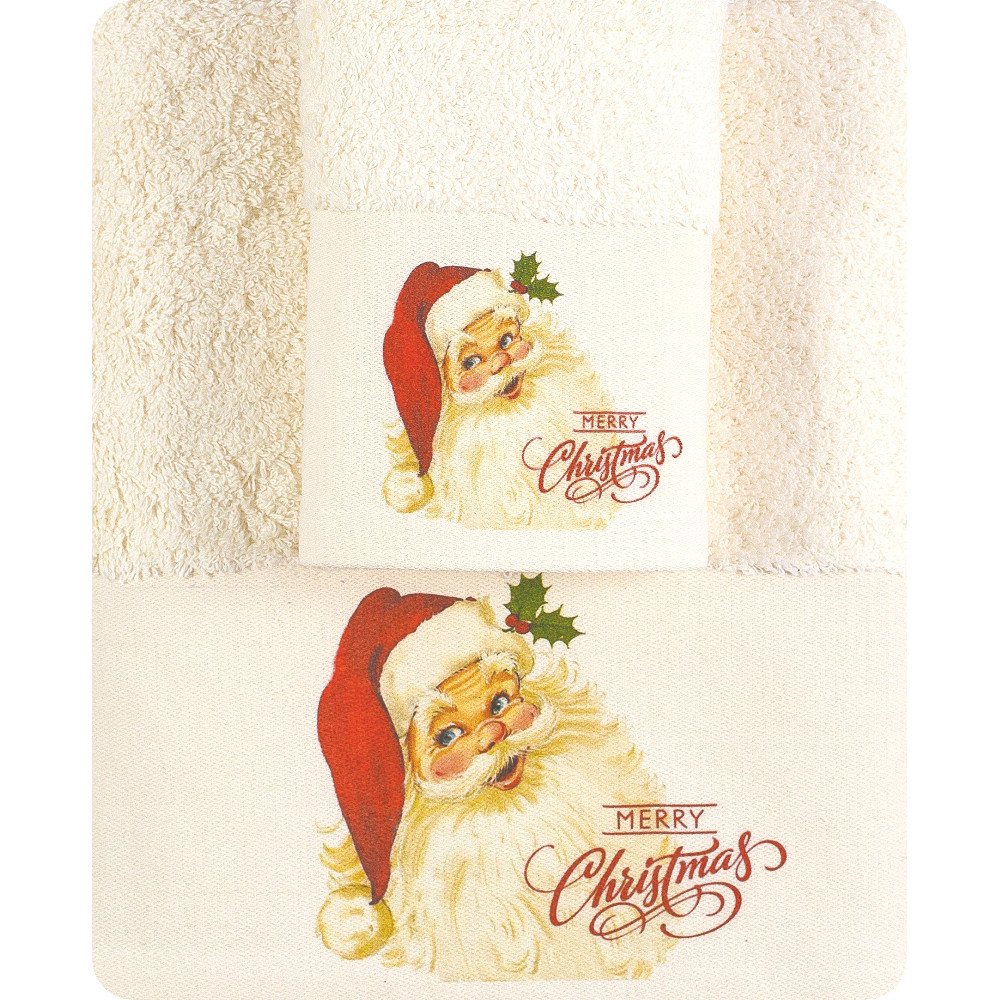 Πετσέτες Χριστουγεννιάτικες Σετ 2ΤΜΧ CR-5 ΕΚΡΟΥ Εκρού Σ2ΤΜΧ 50 x 90 / 30 x 50 cm