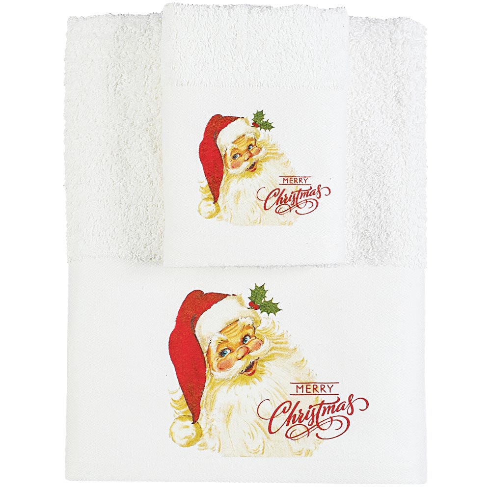 Πετσέτες Χριστουγεννιάτικες Σετ 2ΤΜΧ CR-5 ΛΕΥΚΟ Λευκό Σ2ΤΜΧ 50 x 90 / 30 x 50 cm