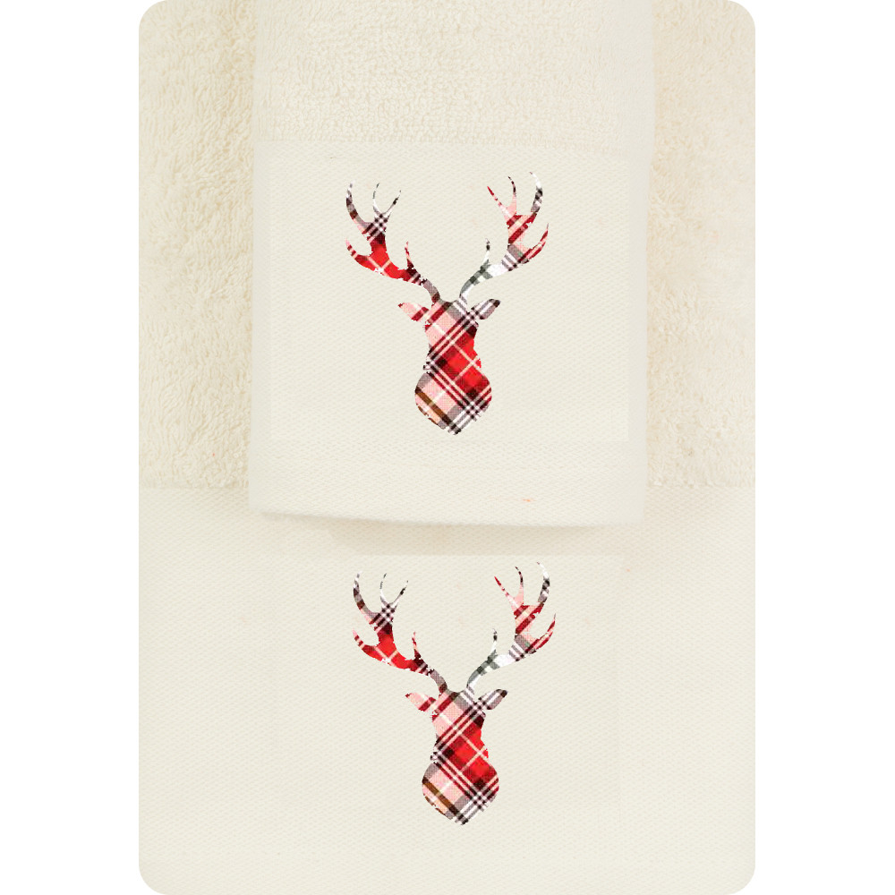 Πετσέτες Χριστουγεννιάτικες Σετ 2ΤΜΧ CR-7 ΕΚΡΟΥ Εκρού Σ2ΤΜΧ 50 x 90 / 30 x 50 cm