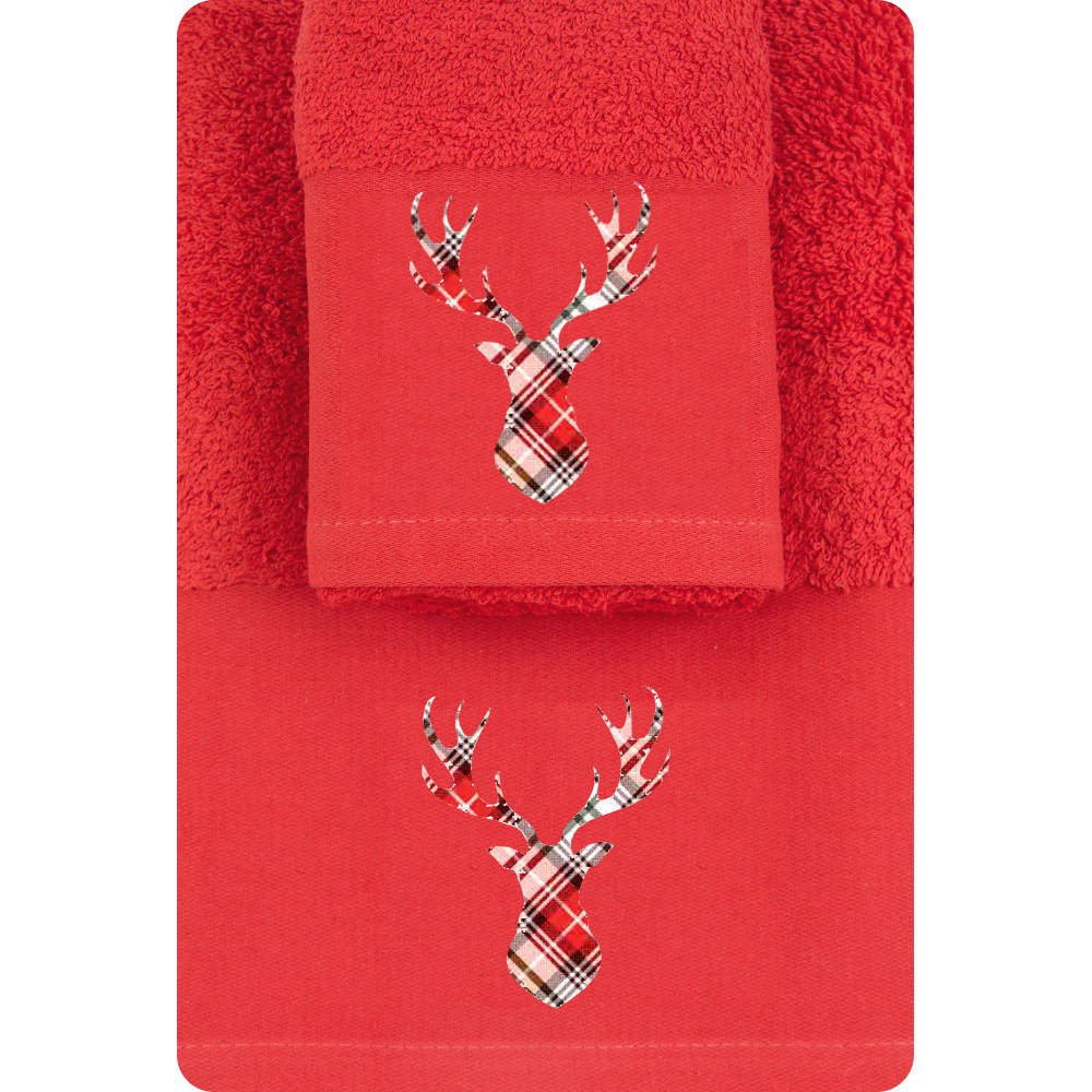 Πετσέτες Χριστουγεννιάτικες Σετ 2ΤΜΧ CR-7 ΚΟΚΚΙΝΟ Κόκκινο Σ2ΤΜΧ 50 x 90 / 30 x 50 cm