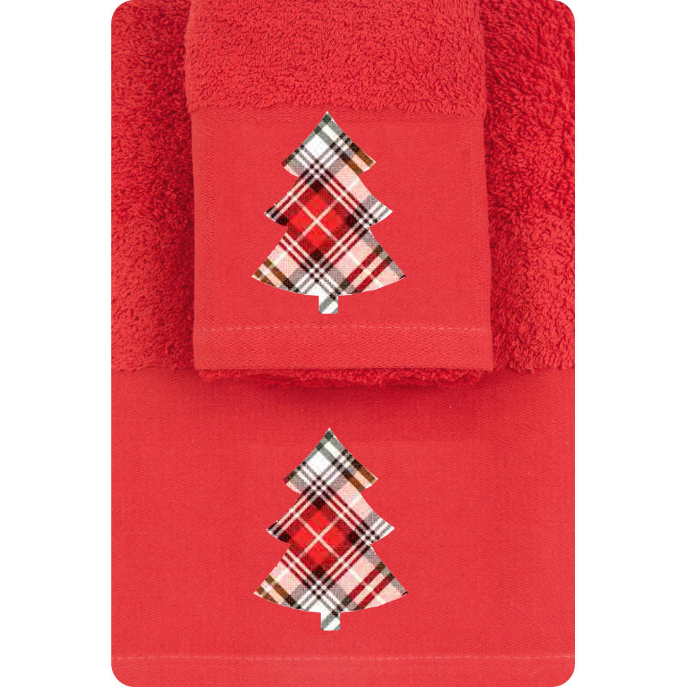 Πετσέτες Χριστουγεννιάτικες Σετ 2ΤΜΧ CR-8 ΚΟΚΚΙΝΟ Κόκκινο Σ2ΤΜΧ 50 x 90 / 30 x 50 cm