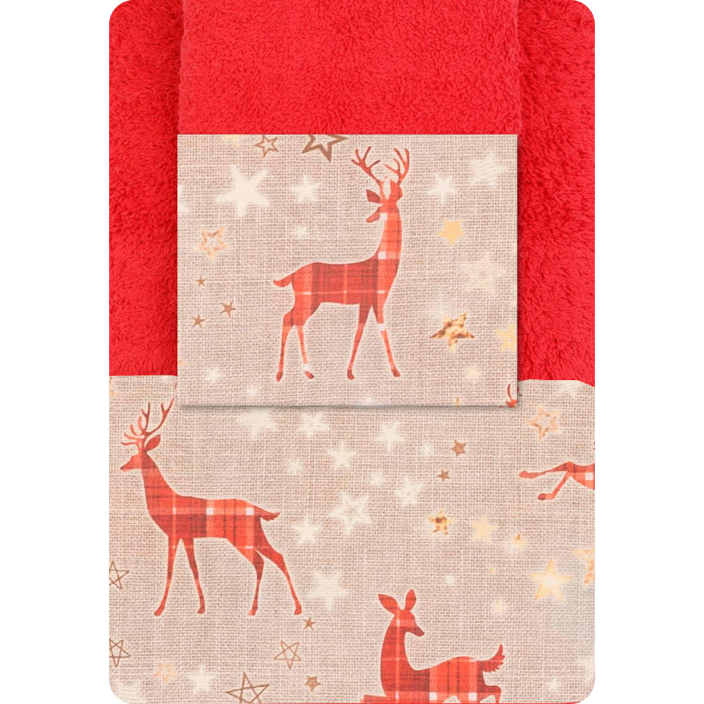 Πετσέτες Χριστουγεννιάτικες Σετ 2ΤΜΧ GLORY ΚΟΚΚΙΝΟ Κόκκινο Σ2ΤΜΧ 50 x 90 / 30 x 50 cm