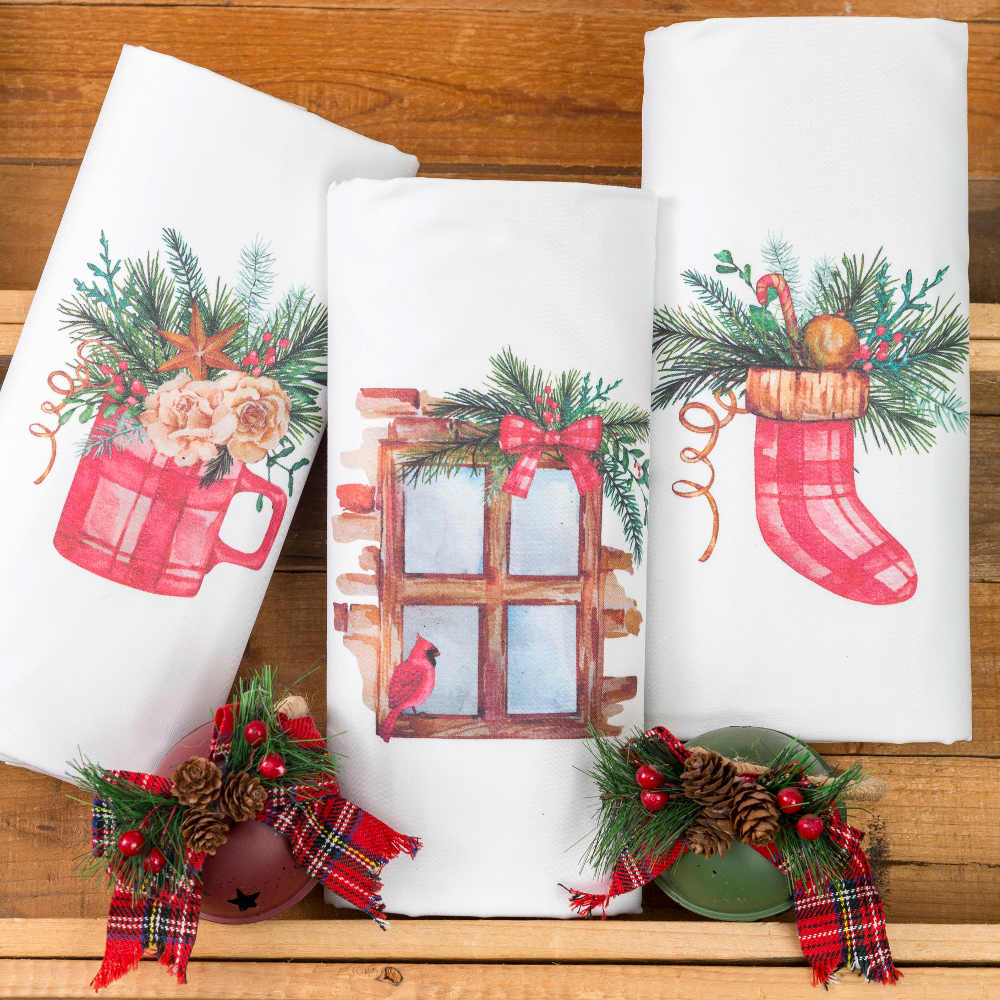 Ποτηρόπανα Κουζίνας Χριστουγεννιάτικα Carol Σετ 3ΤΜΧ Λευκό 50 X 70 (3) 50 x 70 cm