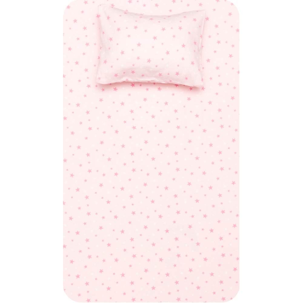 Σεντόνι Φανελένιο Σετ Αστεράκια Ροζ Ροζ ΜΟΝΟ 160 x 240 cm + 50 x 70 cm