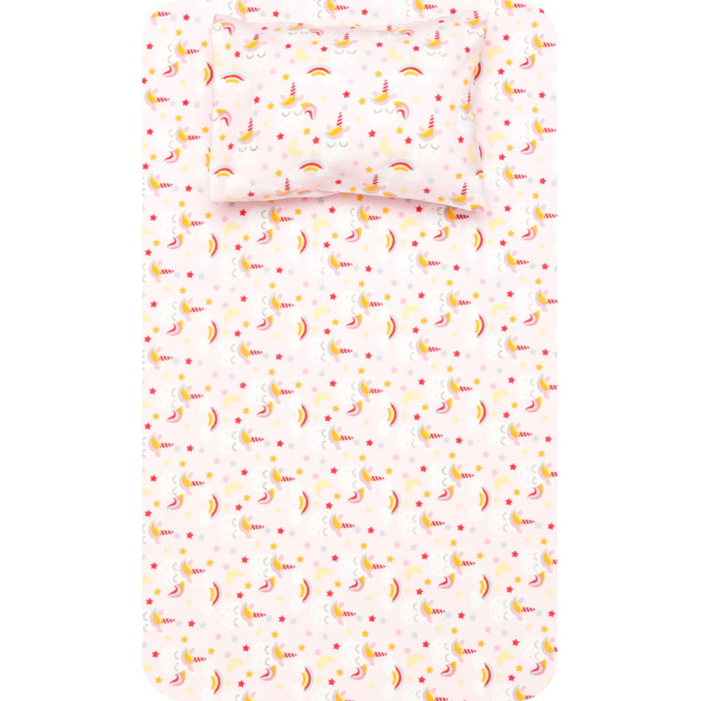 Σεντόνι Φανελένιο Σετ Unicorn Ροζ ΜΟΝΟ 160 x 240 cm + 50 x 70 cm- 159282