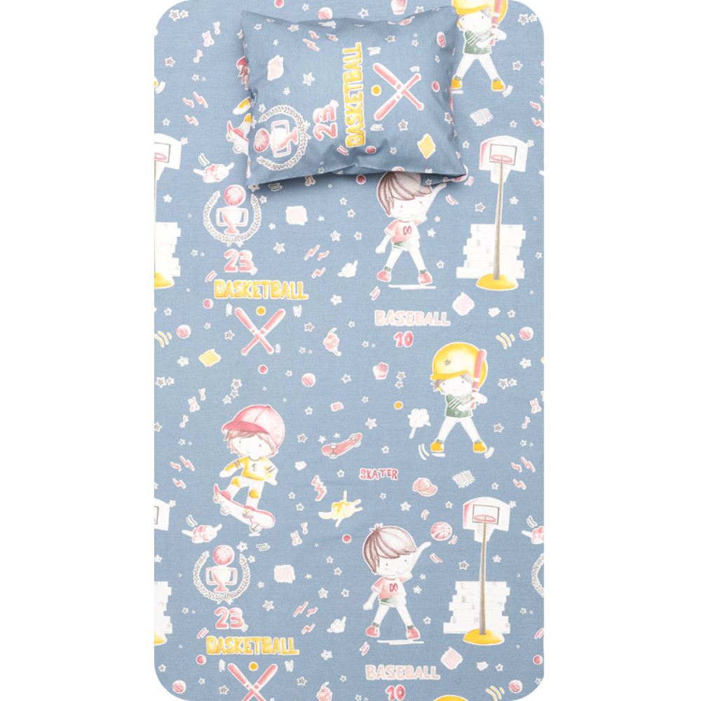 Σεντόνι Σετ 2ΤΜΧ Basketball Μονό Γκρι ΜΟΝΟ 160 x 240 cm + 50 x 70 cm