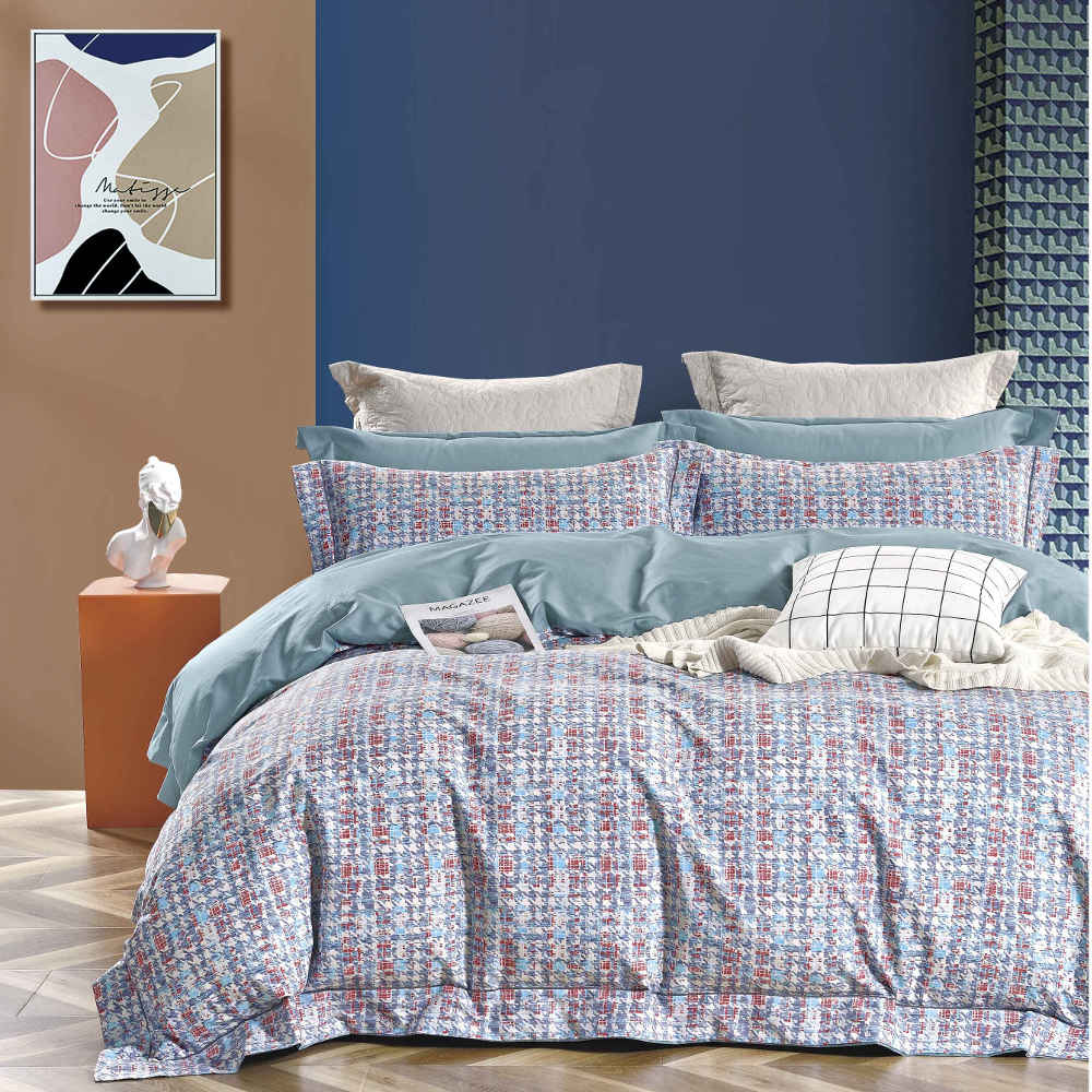 Σεντόνια Εμπριμέ Σετ Irida Υπέρδιπλα Πετρόλ ΥΠΕΡΔΙΠΛΟ (2) 240 x 250 cm + (2) 50 x 70 cm