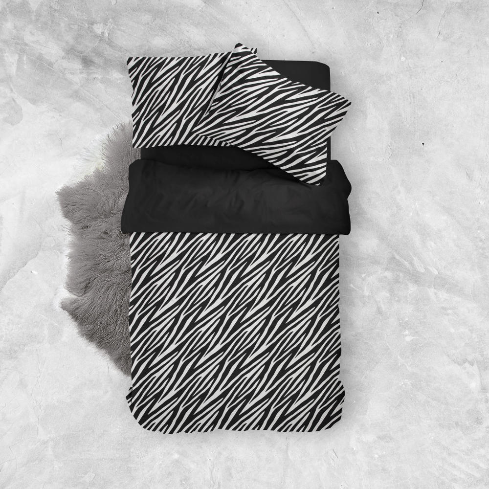 Σεντόνια Εμπριμέ Σετ Zebra Υπέρδιπλα Μαύρο ΥΠΕΡΔΙΠΛΟ 220 x 240 cm + 240 x 260 cm + (2) 50 x 70 cm