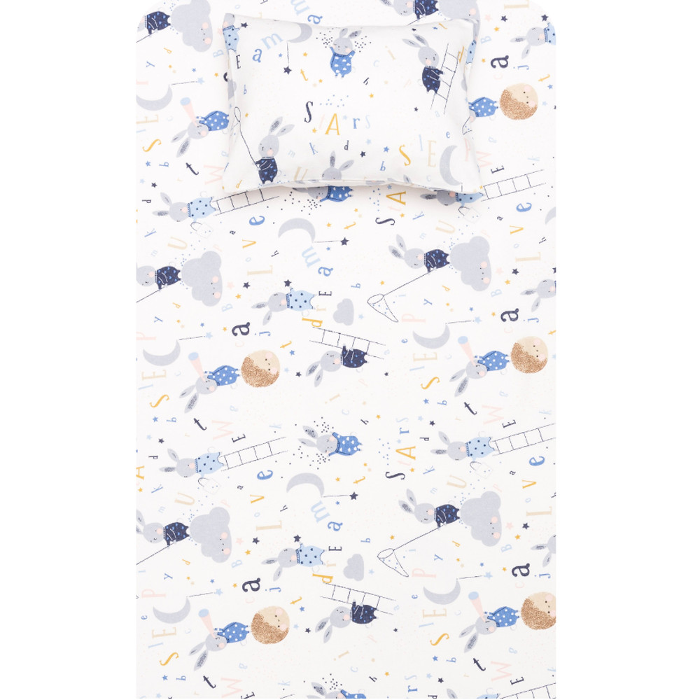 Σεντόνια Κούνιας Φανελένιο Σετ Sleepy Σιέλ Σιέλ BEBE (2) 120 x 160 cm + 30 x 40 cm