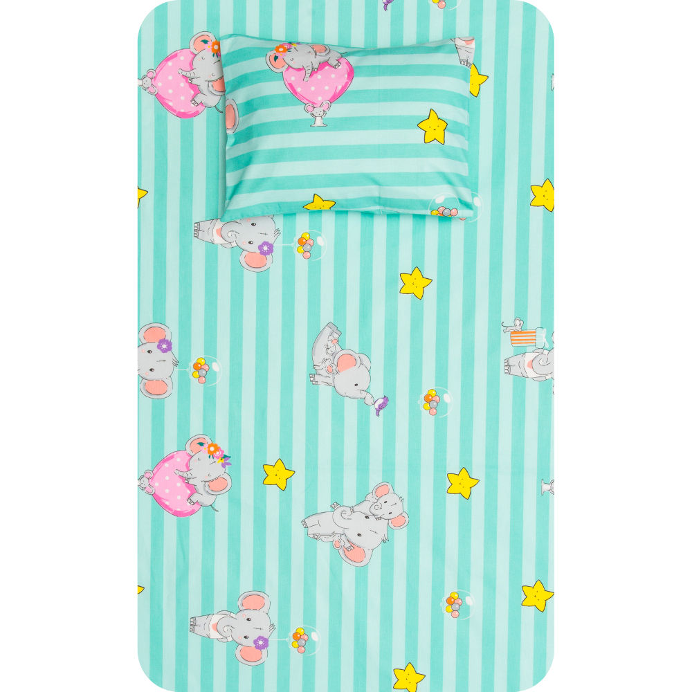 Σεντόνια Κούνιας Σετ Elephant Βεραμάν Βεραμάν BEBE (2) 120 x 160 cm + 30 x 40 cm