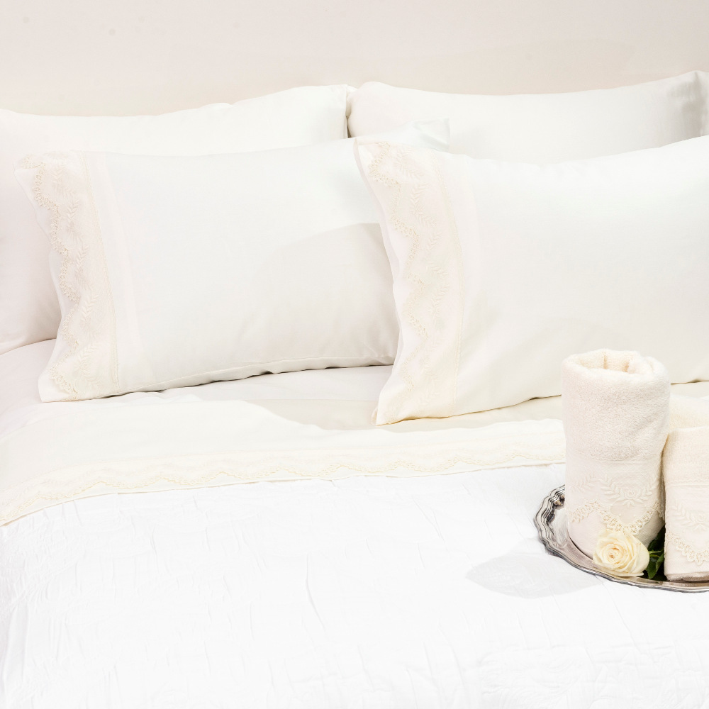 Σεντόνια Με Δαντέλα Σετ Antoinette Υπέρδιπλα Εκρού ΥΠΕΡΔΙΠΛΟ (2) 240 x 280 cm + (2) 50 x 70 cm