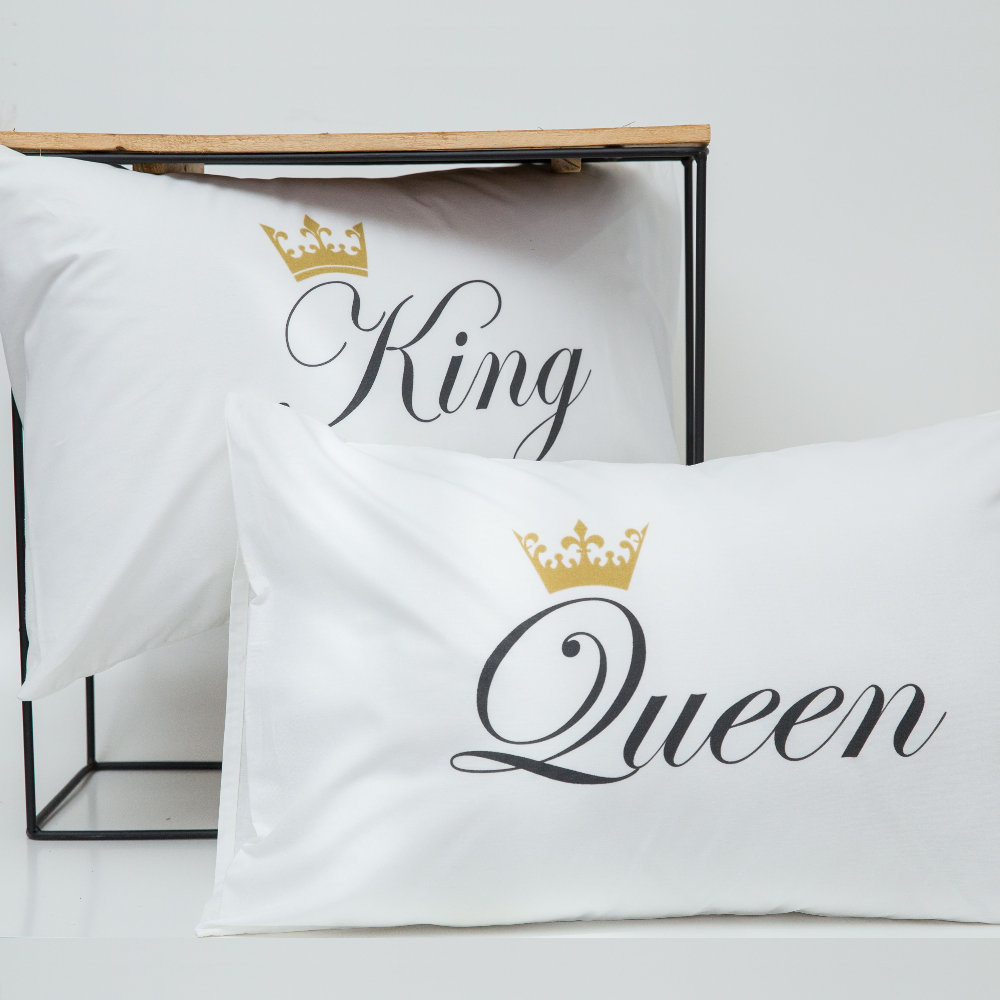 Ζεύγος Μαξιλαροθήκες Queen&King Λευκό 50 X 70 (2) 50 x 70 cm