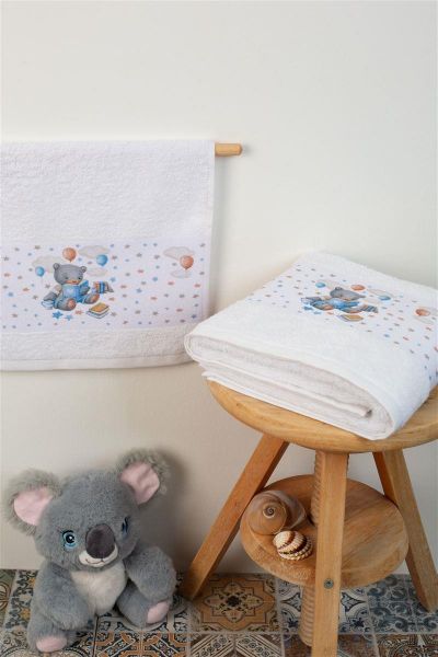 ΠΕΤΣΕΤΑ Με Ψηφιακή Εκτύπωση Σετ 2 τεμ bebe Studying Bear 38 30X50,70X140 Λευκό 100% Cotton-31160926002