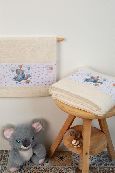 ΠΕΤΣΕΤΑ Με Ψηφιακή Εκτύπωση Σετ 2 τεμ bebe Studying Bear 39 30X50,70X140 Εκρού 100% Cotton-31160926003