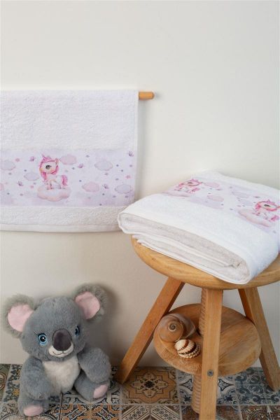 ΠΕΤΣΕΤΑ Με Ψηφιακή Εκτύπωση Σετ 2 τεμ bebe Unicorn 75 30X50,70X140 Λευκό 100% Cotton-31160926026