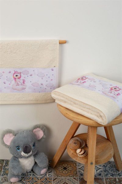 ΠΕΤΣΕΤΑ Με Ψηφιακή Εκτύπωση Σετ 2 τεμ bebe Unicorn 76 30X50,70X140 Εκρού 100% Cotton-31160926027