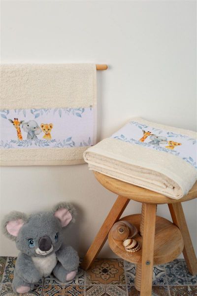 ΠΕΤΣΕΤΑ Με Ψηφιακή Εκτύπωση Σετ 2 τεμ bebe Jungle 109 30X50,70X140 Εκρού 100% Cotton-31160926042