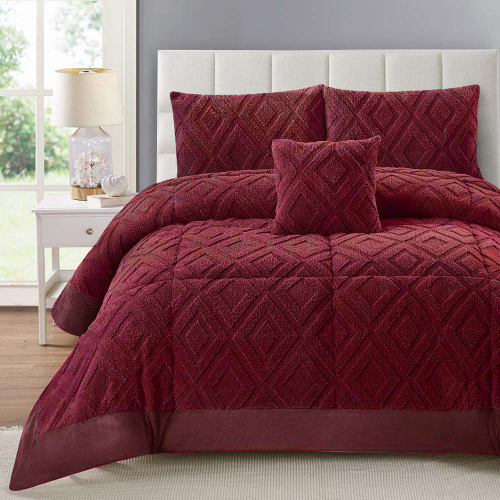 Κουβερτοπάπλωμα Rhombus Υπέρδιπλο Μπορντώ ΥΠΕΡΔΙΠΛΟ 220 x 240 cm