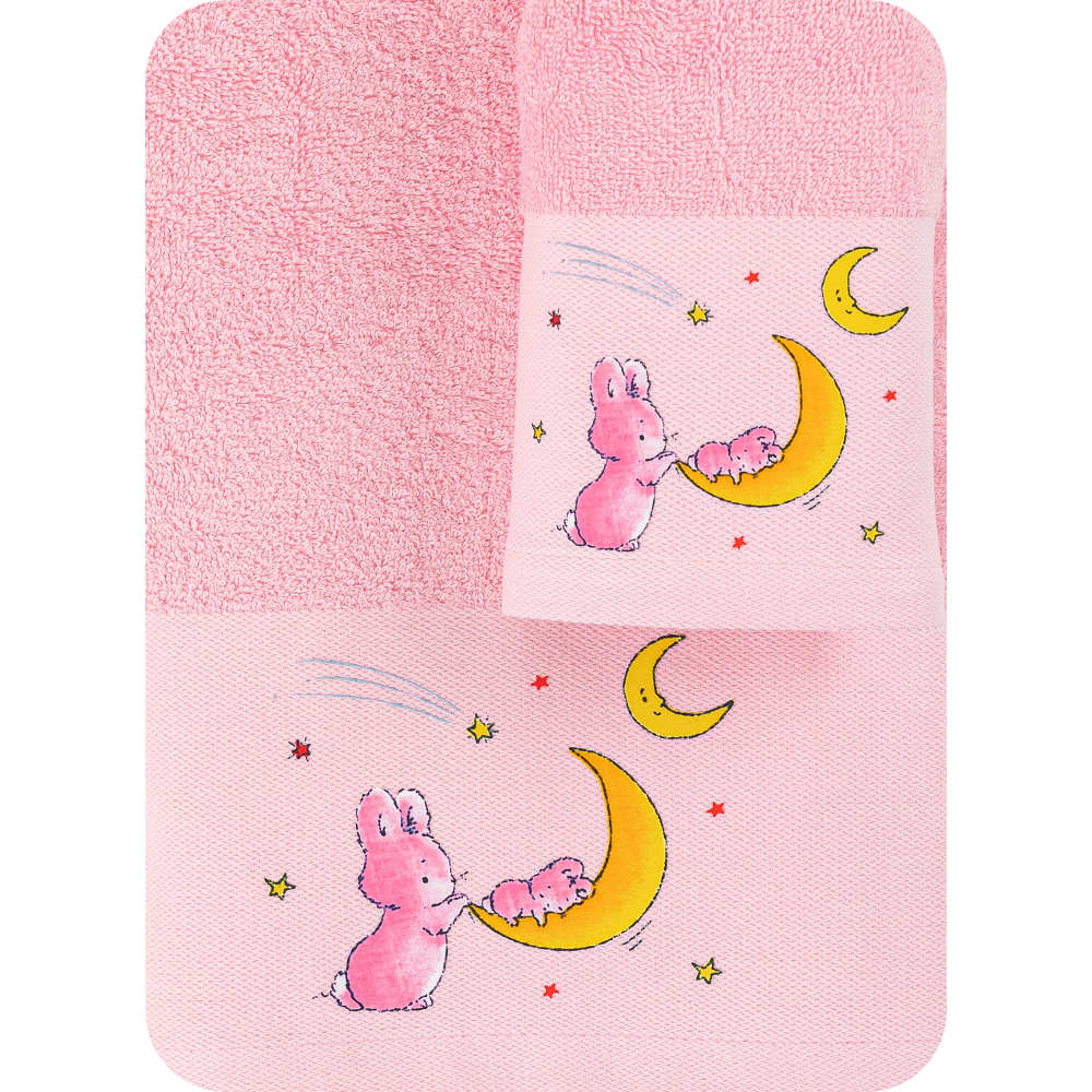 Πετσέτες Σετ 2ΤΜΧ Bunny Ροζ Ροζ BEBE 70 x 120 / 30 x 50 cm